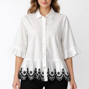 Kate Spade New York - Broome Street Embroidered Poplin Buttondown Shirt
